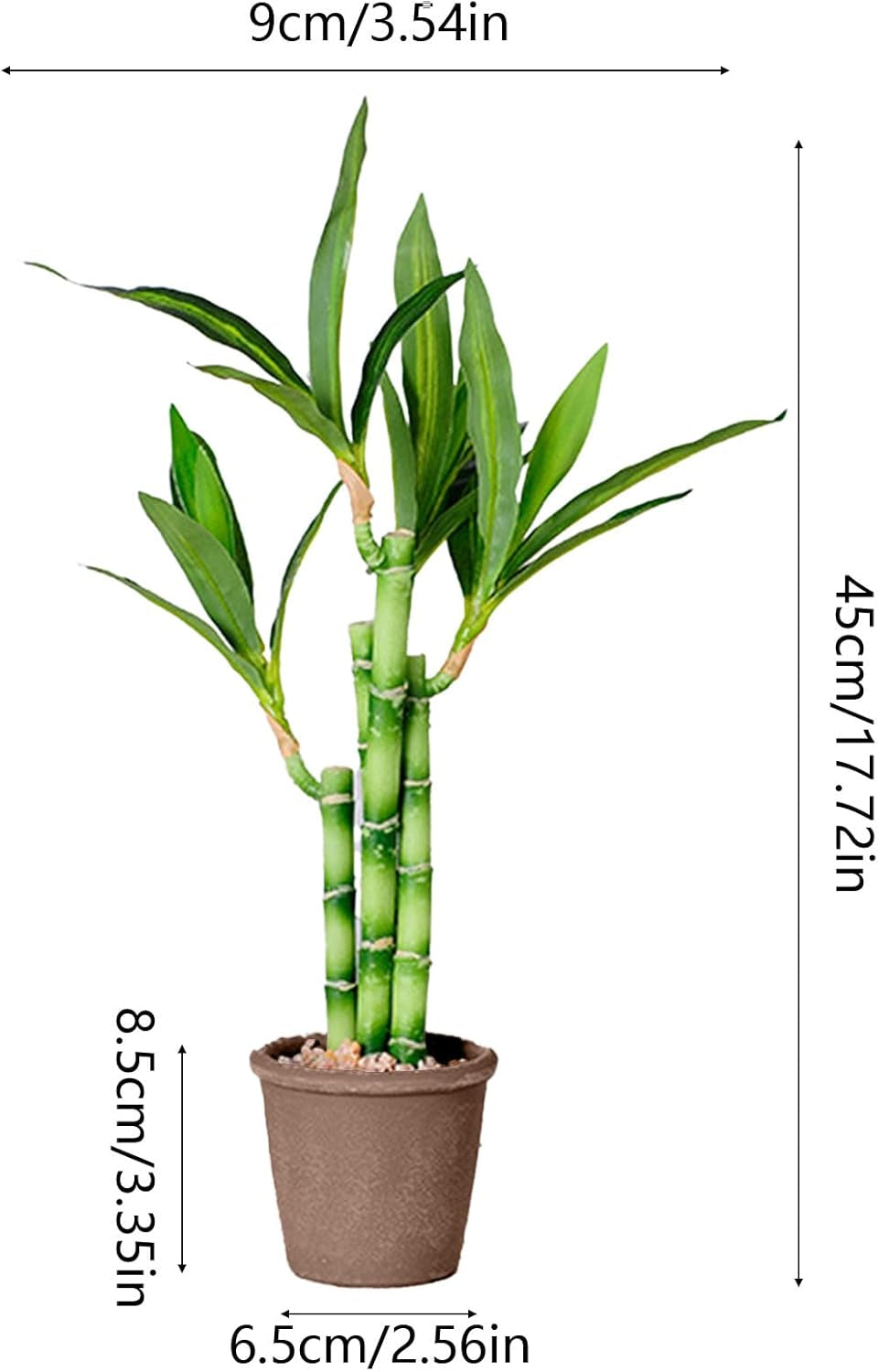 1 PC Lucky Bamboo, Fake Plants Artificial Green Simulation Plant Potted Home Office Hotel Lobby Decoration Green Plants Home Decoration Artificial Plants (17.72X3.54X3.54In)