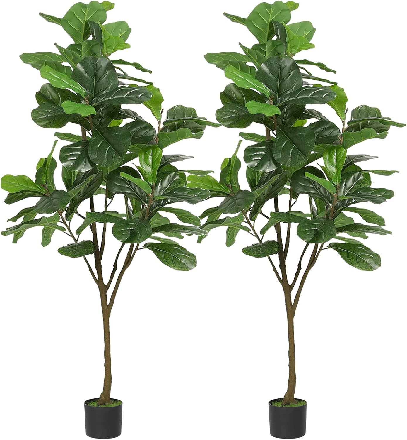 Artificial Fiddle Leaf Fig Tree 6Ft Tall 86 Decorative Faux Fiddle Leaves Fake Fig Silk Tree in Pot Artificial Tree for Home Office Living Room Bathroom Corner Decor Indoor, 2Pack