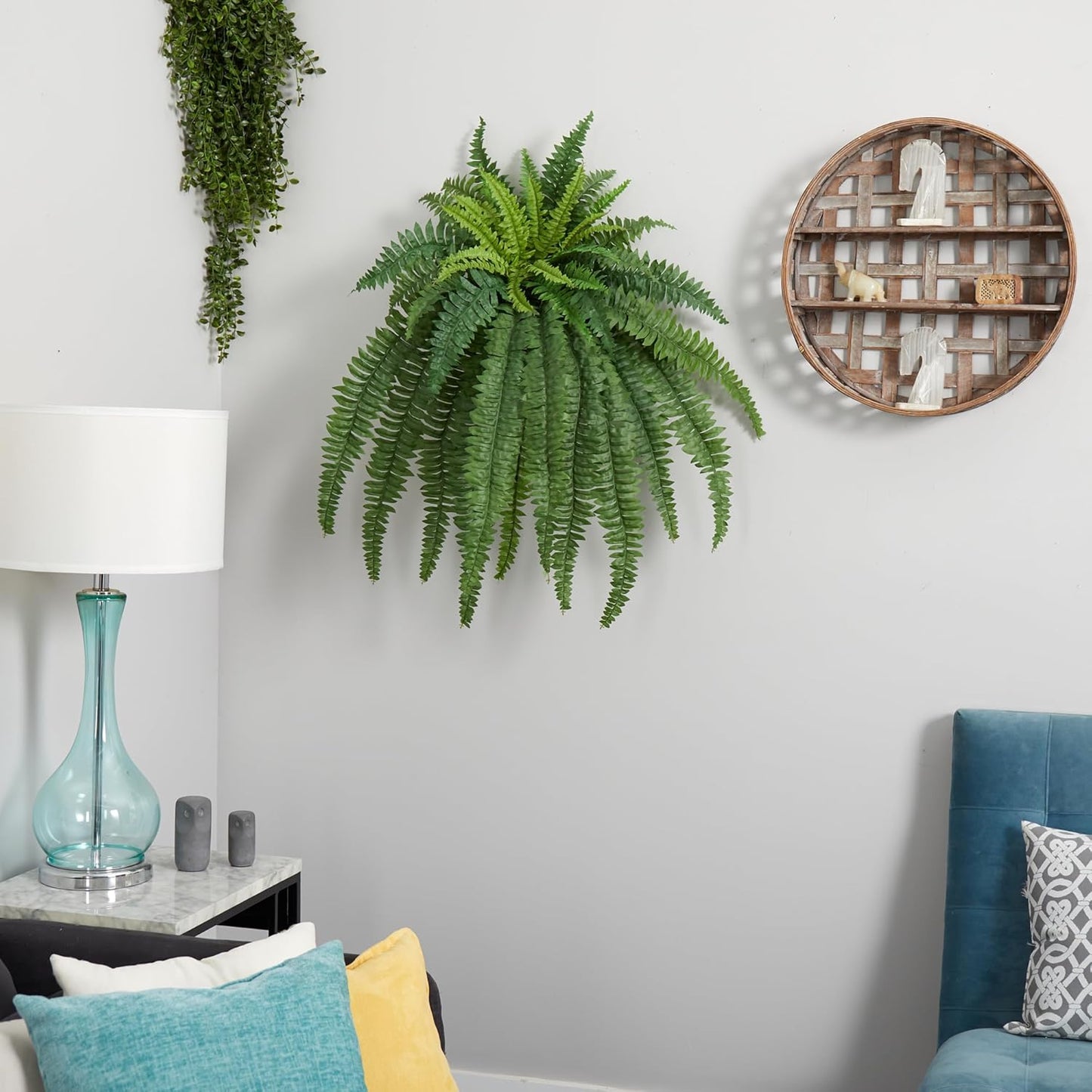 35” Boston Fern Artificial (Set of 2) Silk Plants Green