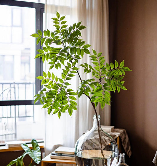 92-140（49.2In）Artificial Ficus Tree Branch Fake Lacquer Tree Plastic Banyan Plants Green Tall Palm Leaves for Home Garden Decor
