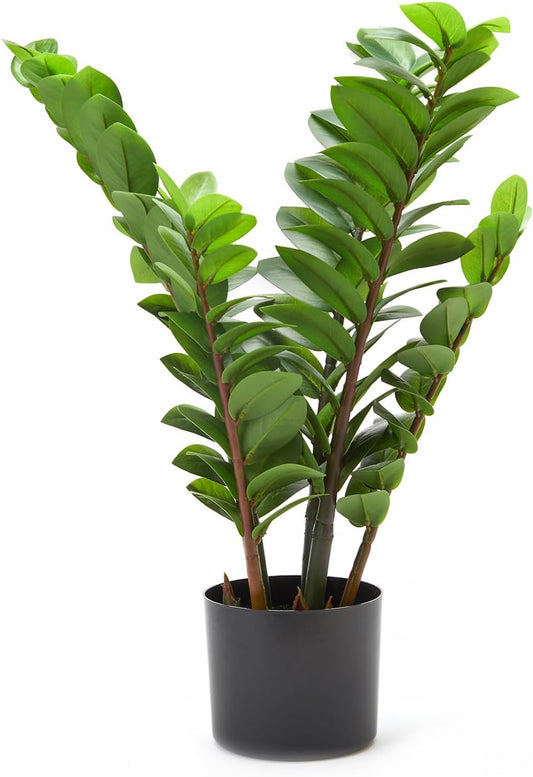 25.6” Tall Artificial ZZ Plant in Pot Lifelike Faux Zamioculcas Bonsai for Home Decor (Green, Indoor)