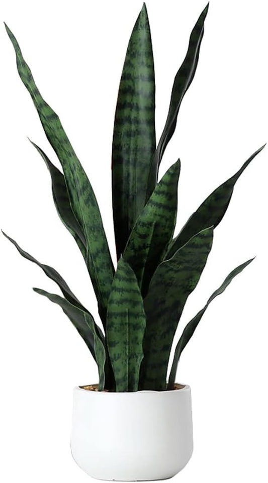 Artificial Snake Plant 22 Inch Fake Sansevieria Fake Agave Potted Plants Plastic Greenery for Home Garden Office Store Decoration 12 Leaves (Green)
