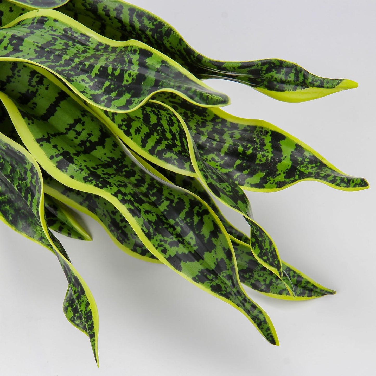 Artificial Snake Plant Potted Faux Sansevieria Trifasciata Plants, 16.5" Tropical Fake Plants in White Pots for Home Office Room Indoor Decor Housewarming Gifts