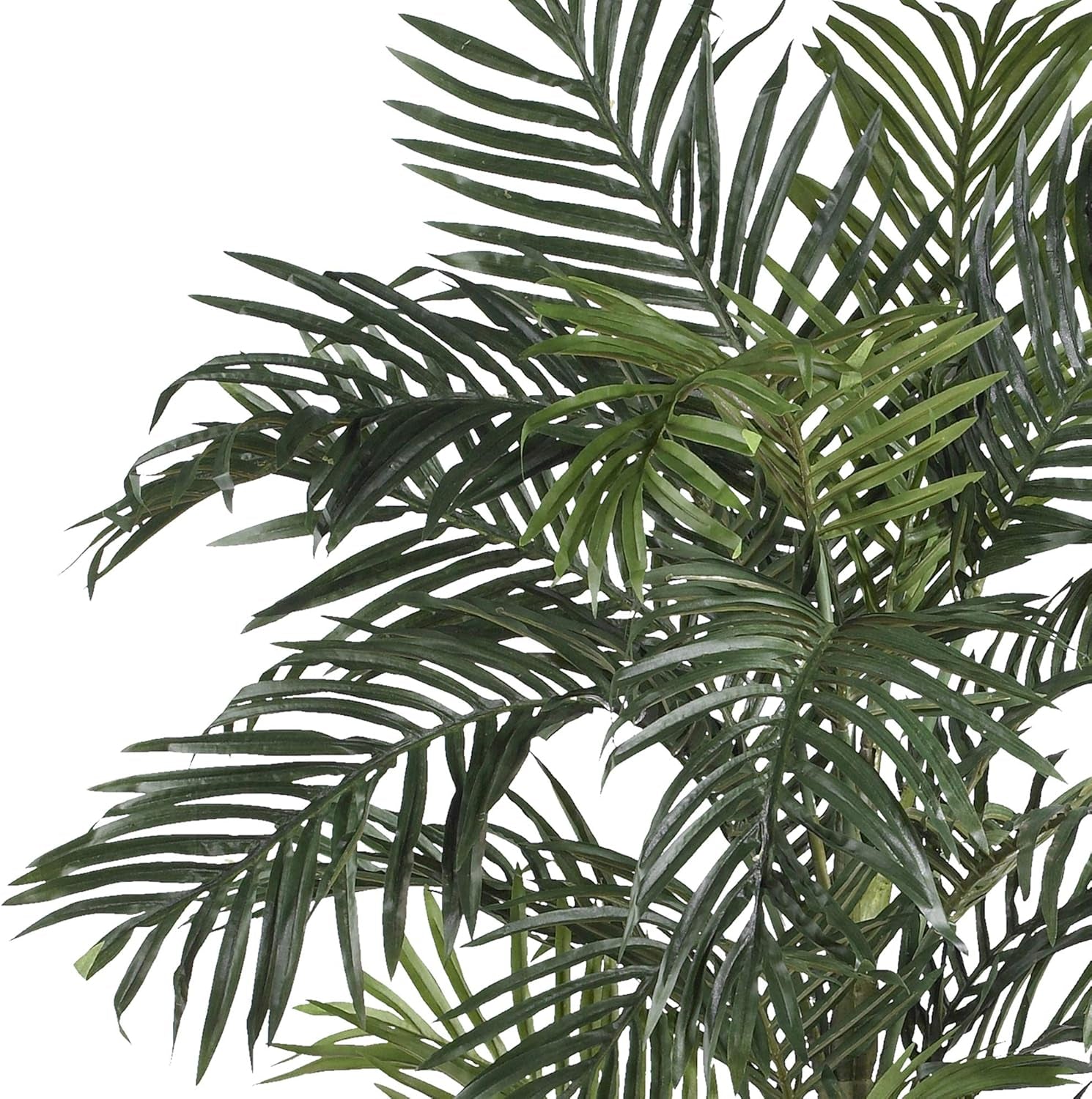 6.5FT Artificial Golden Cane Palm Tree, Fake Palm Tree with Three Realistic Trunks and 333 Lifelike Palm Leaves, Faux Palm Plant for Indoor Home Décor with Black Nursery Planter