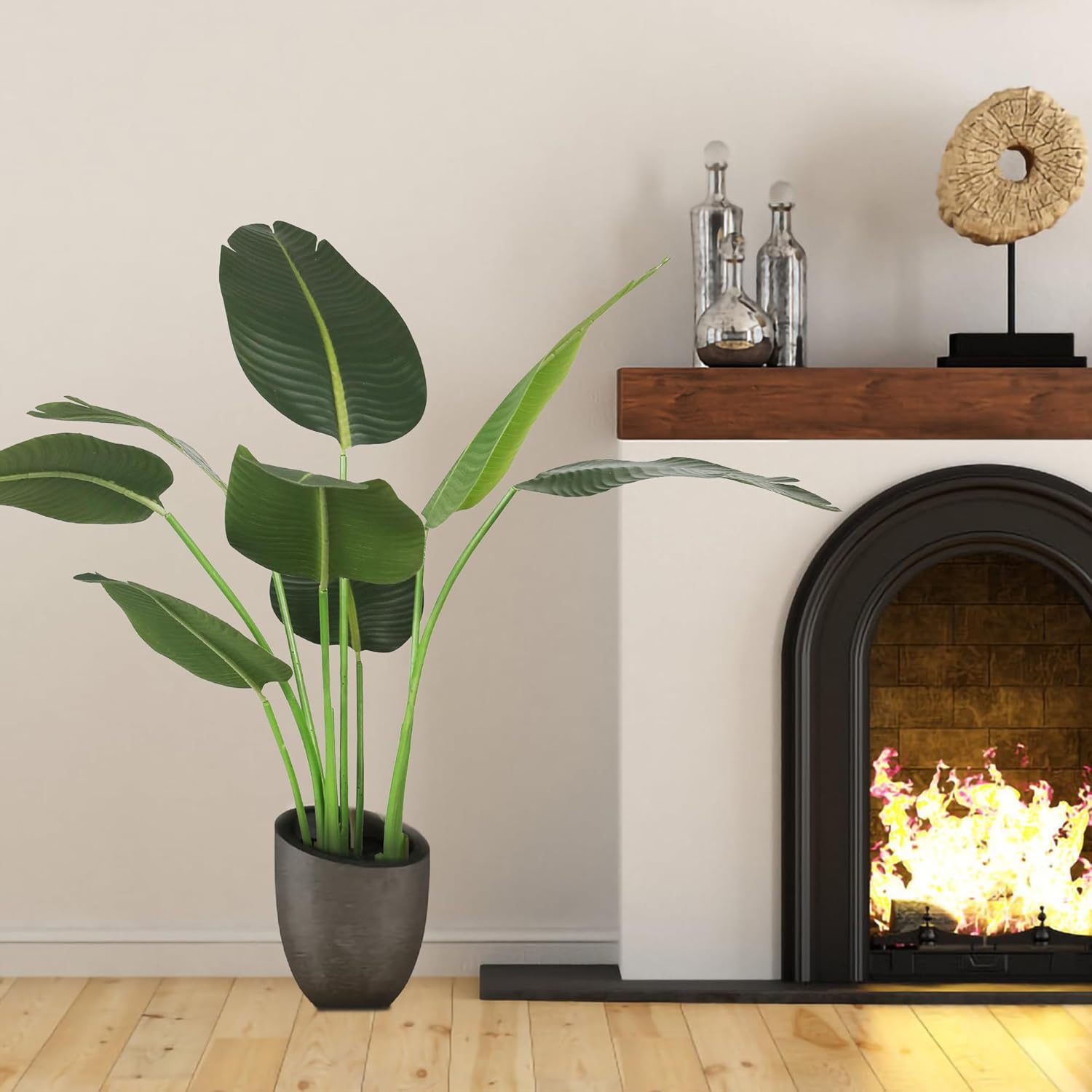 45In 2-Pack Artificial Bird of Paradise Trees, Fake Silk Tropical Banana Leaf Tree, Lifelike Faux Plants for Home Office Living Room House, Perfect Housewarming Gift, Indoor Outdoor Decor