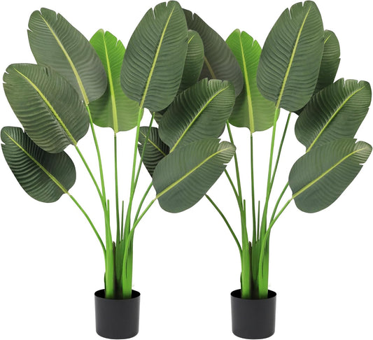 45In 2-Pack Artificial Bird of Paradise Trees, Fake Silk Tropical Banana Leaf Tree, Lifelike Faux Plants for Home Office Living Room House, Perfect Housewarming Gift, Indoor Outdoor Decor