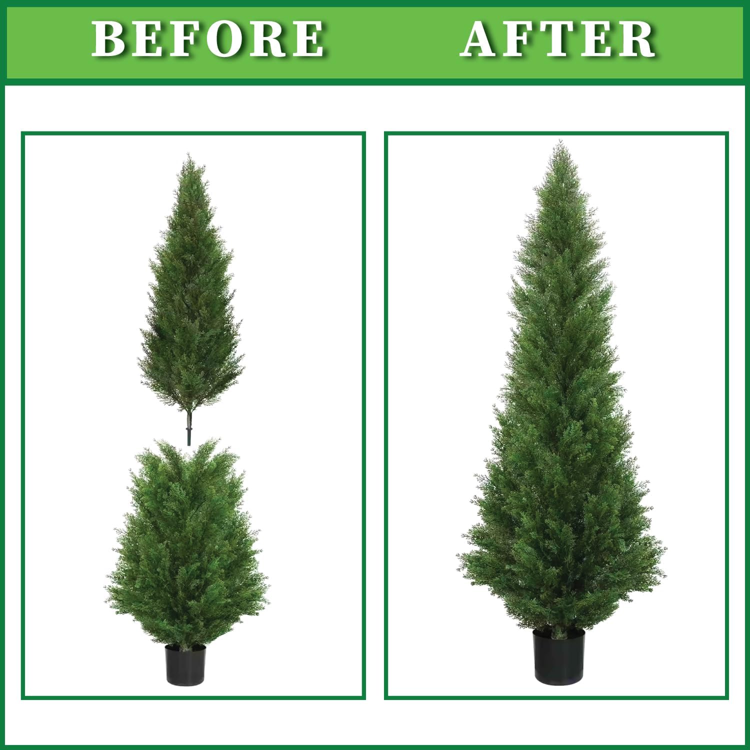 Two 5 Foot Outdoor Artificial Cedar Topiary Trees Potted Plants Two Peace Construction