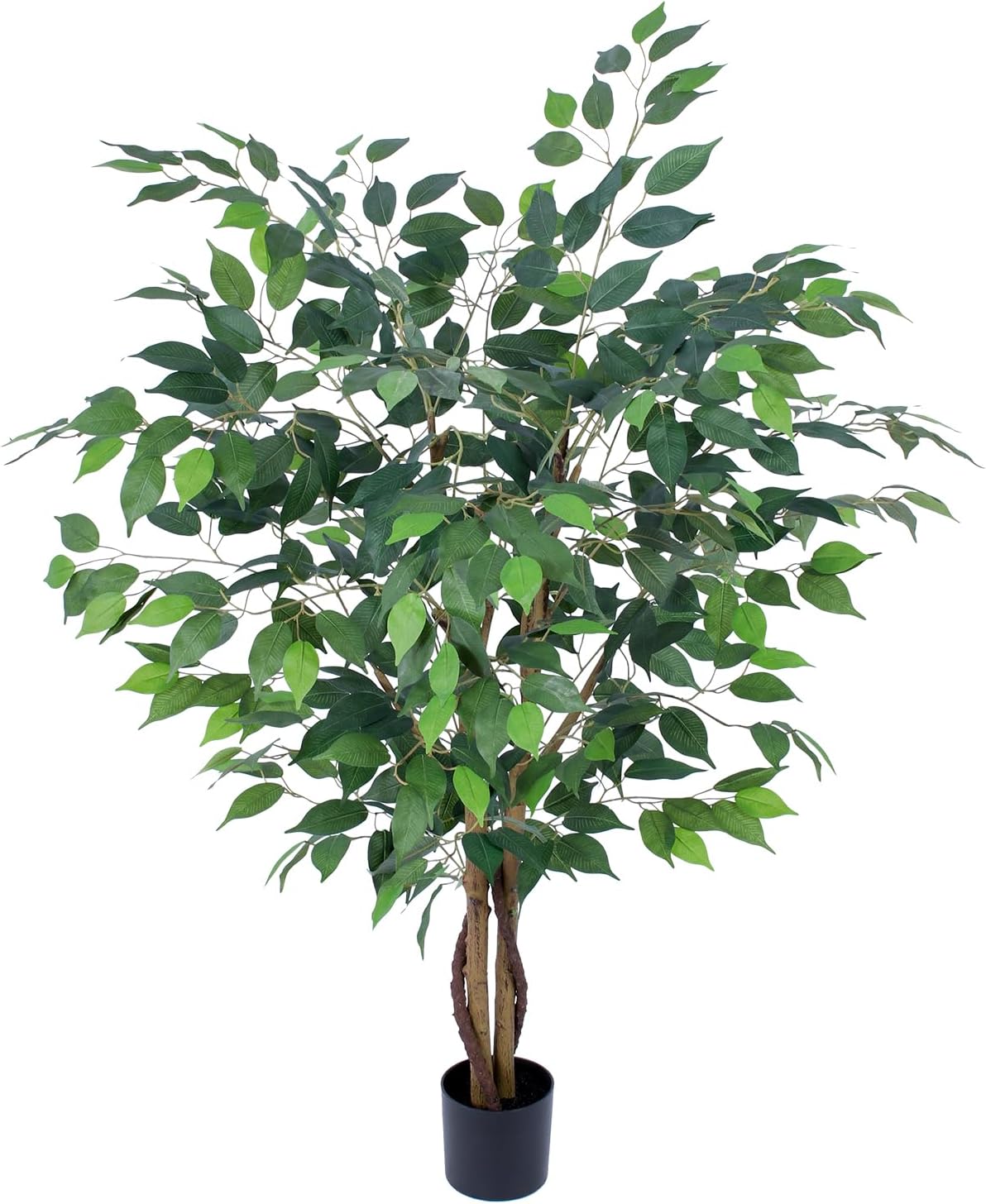 Artificial Ficus Tree 4Ft, Realistic Fake Plants with Silk Leaves & Texture Trunk, Artificial Plant for Home Office Decor Indoor Outdoor Housewarming Gift
