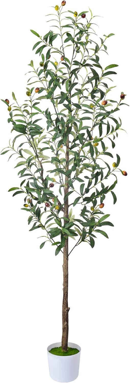 Artificial Olive Tree 5Ft,Tall Faux Olive Tree for Indoor,Fake Potted Olive Plants with Silk Leaves and Lifelike Fruits for Home Office Living Room Decor（1 Pack）